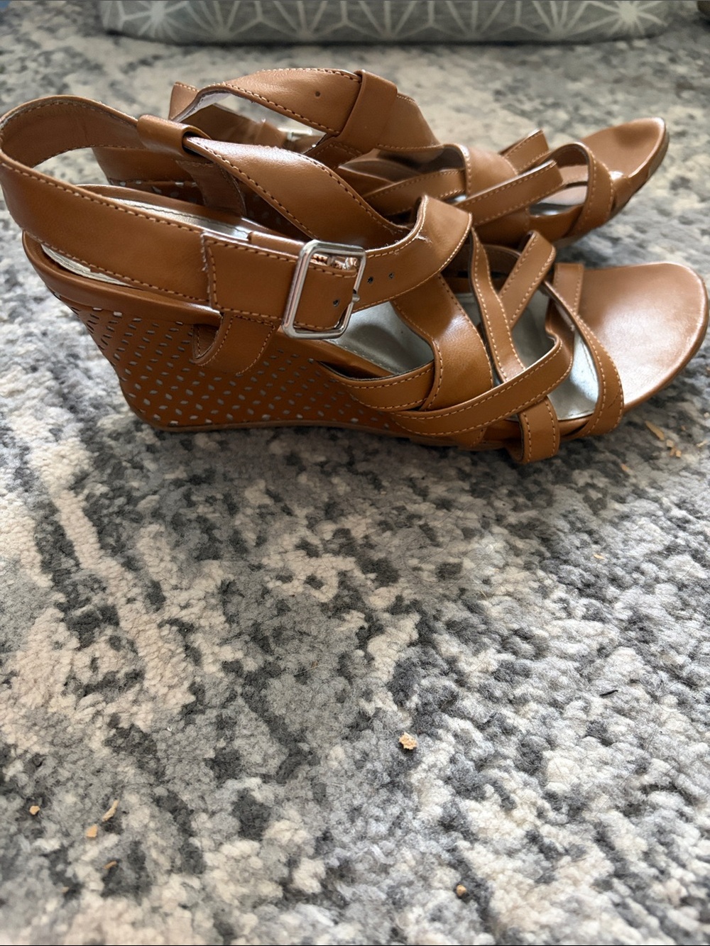 Covington Tan Strappy Wedge Sandals